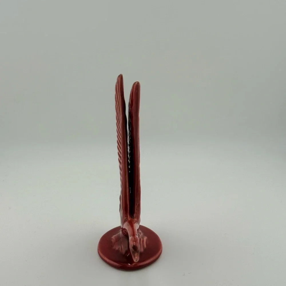 Vintage Red Ceramic Flying Goose Figurine Mid Century Crane Bird Statue